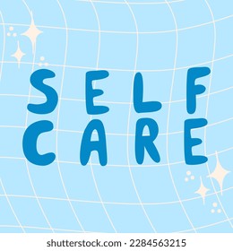 Vector hand drawn lettering Self care. Self carequote inscription.Prefect for card invitation, poster, template, banner.