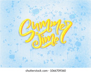Vector hand drawn lettering - Summer time. Isolated calligraphy for travel agency, summer party. Great design for postcard, t-shirt or poster.