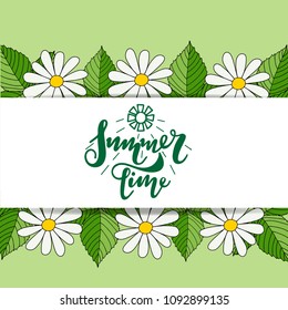 Vector hand drawn lettering - Summer time. Great design for postcard, t-shirt or poster.