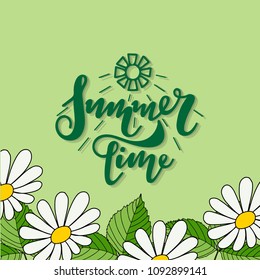 Vector hand drawn lettering - Summer time. Great design for postcard, t-shirt or poster.