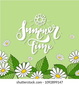 Vector hand drawn lettering - Summer time. Great design for postcard, t-shirt or poster.