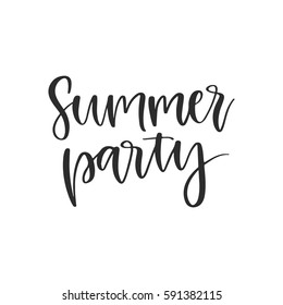 Vector hand drawn lettering  - Summer party. Isolated calligraphy for  travel agency, summer party. Great design for postcard, t-shirt or poster.