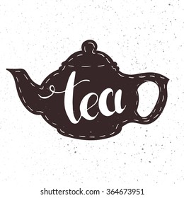 vector hand drawn lettering tea badge, labels, signs. Monochrome design with stylish elements