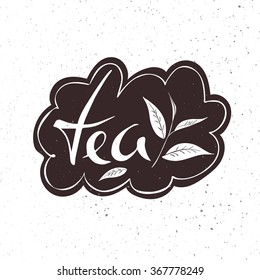 vector hand drawn lettering tea badge, labels, signs. Monochrome design with stylish elements