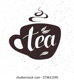 vector hand drawn lettering tea badge, labels, signs. Monochrome design with stylish elements