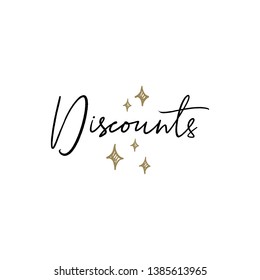 Vector hand drawn lettering text with decor elements for shopping banners, labels, decor and more. Clip art calligraphy