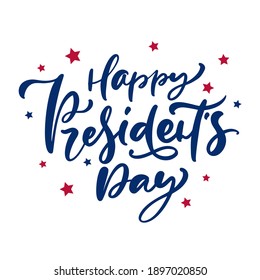 Vector Hand dibujó textos con letras Feliz Día de los Presidentes para las fiestas en Estados Unidos. Diseño caligráfico para imprimir tarjeta de felicitación, banner de venta, afiche.