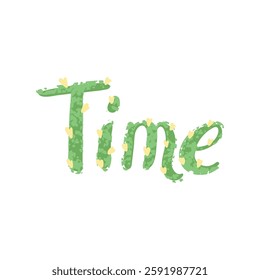 Vector Hand Drawn Lettering - Time Isolated on White Background
