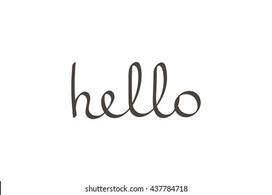Vector hand drawn lettering word hello isolated on white background. Greeting lettering.
