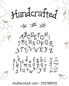 Vector hand drawn letters with flourish. Written with a brush
