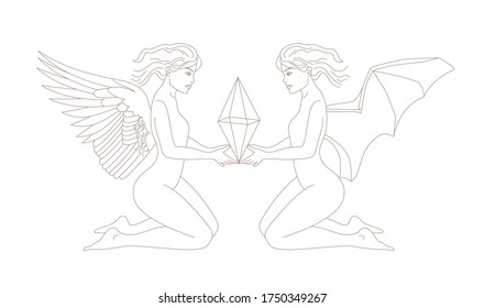 Vector hand drawn line art picture. Silhouette drawing for your design, postcards, banners and other.