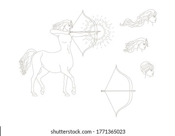 Vector hand drawn line art picture. Silhouette drawing for your design, postcards, banners, logos and other. Contour elegant zodiac sign.