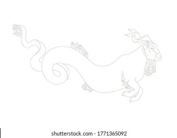 Imagen de la línea dibujada a mano por vectores. Dibujo de silueta para tu diseño, postales, banners, logotipos y otros. Símbolo elegante del zodiaco.