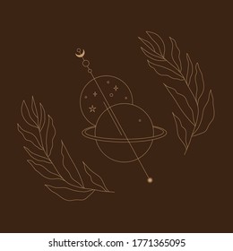 Imagen de la línea dibujada a mano por vectores. Dibujo de silueta para tu diseño, postales, banners, logotipos y otros. Símbolo elegante del zodiaco.
