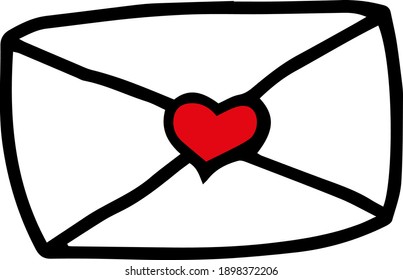 vector hand drawn line art illustration of postal envelope