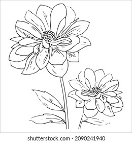Vector Hand Drawn Line Art Drawing of Flower. Minimalist Trendy Contemporary Floral Design Perfect for Wall Art, Prints, Social Media, Posters, Invitations, Branding Design.