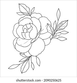 Dibujo de la flor con la línea dibujada por la mano del vector. Diseño floral contemporáneo y minimalista, perfecto para el arte mural, pinturas, medios sociales, afiches, invitaciones, diseño de marca.