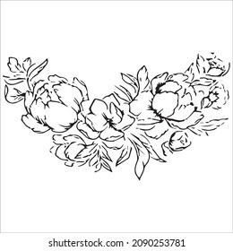 Vector Hand Drawn Line Art Drawing of Flower. Minimalist Trendy Contemporary Floral Design Perfect for Wall Art, Prints, Social Media, Posters, Invitations, Branding Design.