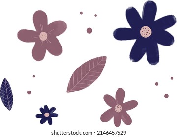 Vector hand drawn line art set of illustrations of beautiful and romantic flowers. Ideal for print, stickers, graphic design, scrap booking, collage and other creative projects.