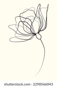 Vector Hand Drawn Line Art Flowers. Minimalist Trendy Contemporary Design Perfect for Wall Art, Prints, Social Media, Posters, Invitations, Branding Design.