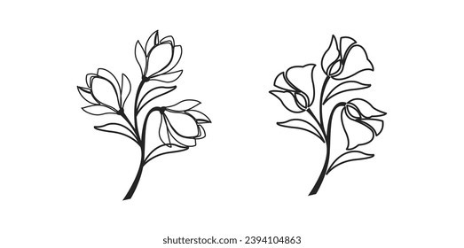 Vector hand drawn or line art flower design