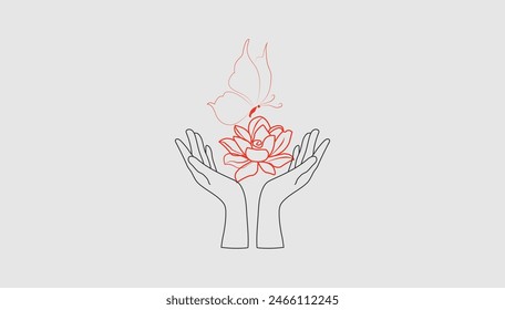 Vector hand drawn line art illustration.
