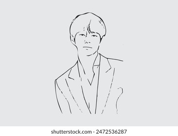 Vector hand drawn line art illustration.