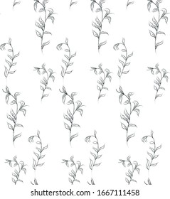 Dibujo de caracoles de la mano de los vectores con motivos florales sin soldadura con flores silvestres, plantas, ramas, hojas. Ilustración de elementos de diseño. Promoción de marca. Ver