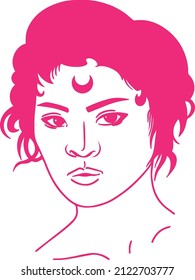 Vector hand drawn linear art, woman face, continuous line, fashion concept, feminine beauty minimalist. 