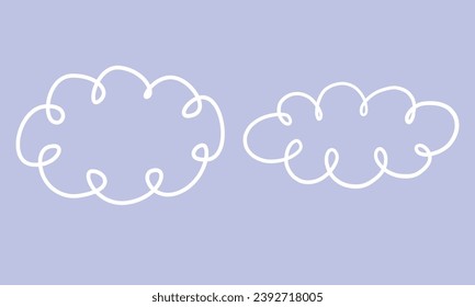 Vector hand drawn linear childlike cloud drawing.