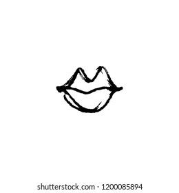 Vector hand drawn lips symbol, logo element template. Simple minimal lines style