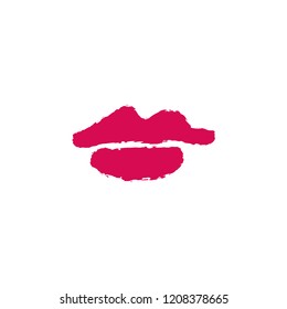 Vector hand drawn lips symbol, logo element template. Simple minimal lines style
