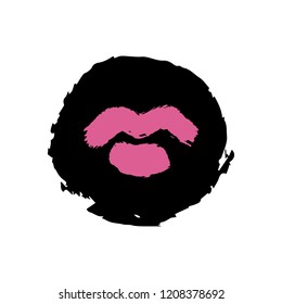 Vector hand drawn lips symbol, logo element template. Simple minimal lines style