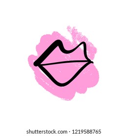 Vector hand drawn lips symbol. Icon, label, print for clothes and other, element for graphic design