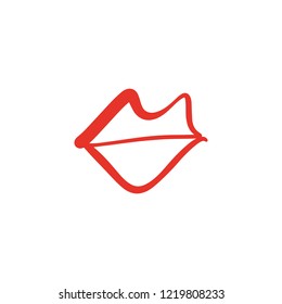 Vector hand drawn lips symbol. Picture, label, print