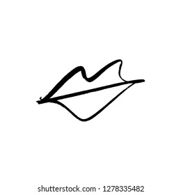 Vector hand drawn lips symbol, logo. Picture, label, print for clothes and other, element for design and other.