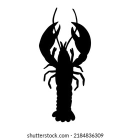 Vector hand drawn lobster silhouette isolated on white background