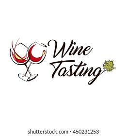 Vector hand drawn logo for boutique with wine glass. Alcohol tasting. Element of design template for menu of restaurant, bar, cafe.