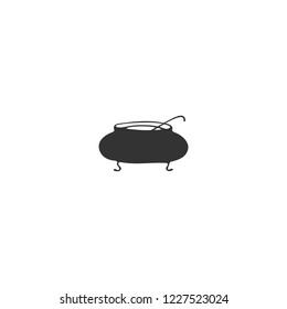 Vector hand drawn logo element, a pot. Kitchen and food theme. Isolated symbol for business branding and identity, for food blogs and websites, for cooking classes.