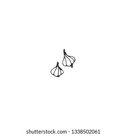 Vector hand drawn logo element, garlic. Isolated symbol for business branding and identity, for food blogs and websites, for cooking classes. Kitchen and food theme.