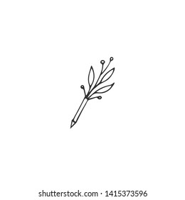 Vector hand drawn logo element, a flourishing pen icon. Copywriting, writing and publishing theme. For business identity and branding, for writers, copywriters and publishers, bloggers.