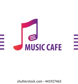 Vector hand drawn logo music cafe with style gradient color note . Element of design template for menu of restaurant, bar. 