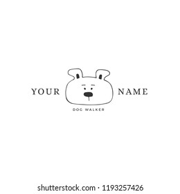 Vector hand drawn logo template for pets related business. Head of a dog. For pets related business. Illustration for pet shop or cafe, hotel or a dog walker, veterinary clinic.