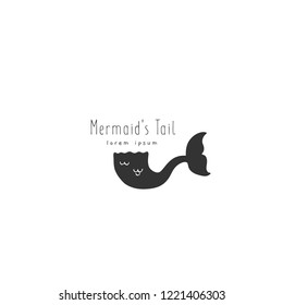 Vector hand drawn logo template, mermaid's tail. For badges, labels, logotypes and branding business identity. Perfect for sea and ocean related company, for tourism or souvenirs.