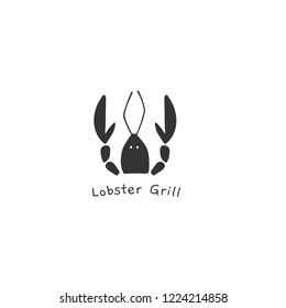 Vector hand drawn logo template, big lobster. For badges, labels, logotypes and branding business identity. Perfect for seafood shop or restaurant, for tourism or souvenirs.