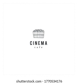 Vector hand drawn logo template with chips. Food and drink illustration. For branding and business identity. For cinema shops and cafe.