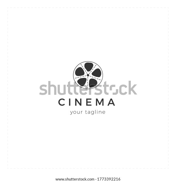 Vector\
hand drawn logo template with a bobbin. Cinema isolated object,\
cinematography illustration. For branding and business identity.\
For movie houses, shops and cafe, for car\
cinema.