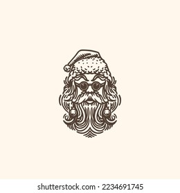 vector hand drawn logo with the theme of Santa Claus, suitable for wallpaper inspiration, banner printing, event flyers, calendars or your digital element needs with a Christmas theme