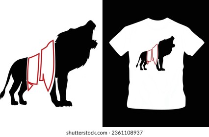 vector hand drawn loin silhouette t-shirt design editable template