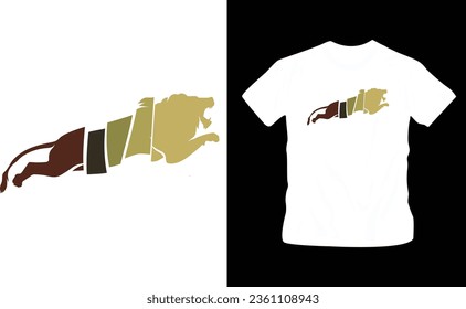 vector hand drawn loin silhouette t-shirt design editable template